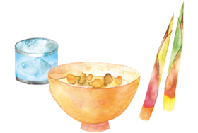 サバ缶とタケノコの味噌汁イメージ