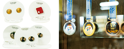 「cocoro concept」の商品と長野冬季オリンピックメダル